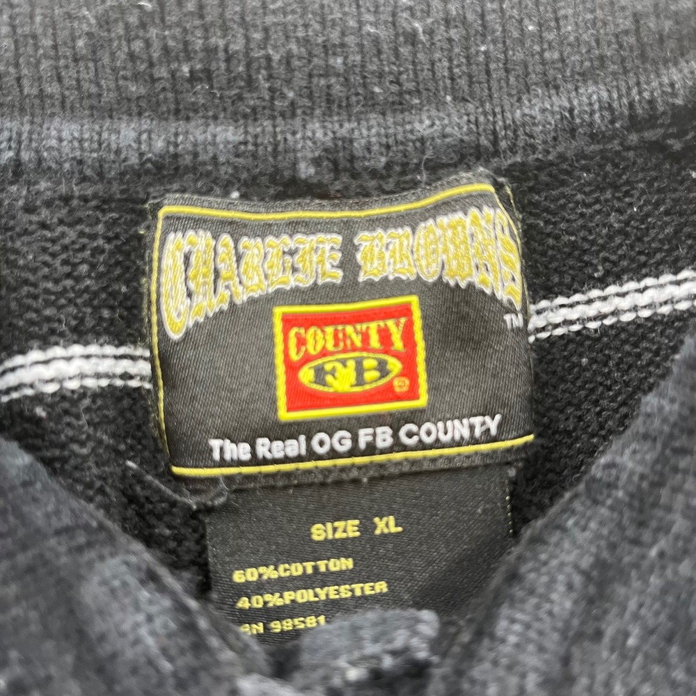 ⭐️3 for $30 Charlie Browns County The Real OG FB County Mens Stripe Polo Sz XL - Picture 3 of 7